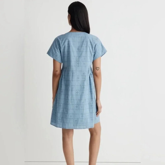 Madewell Button-Front Blue V-Neck Mini Dress Sz XXS - Picture 2 of 10